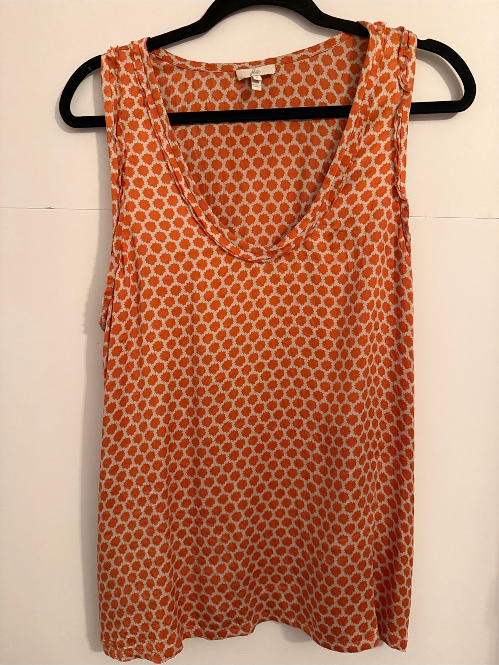 100% Silk Joie Sleeveless Orange Patterned Tank Top